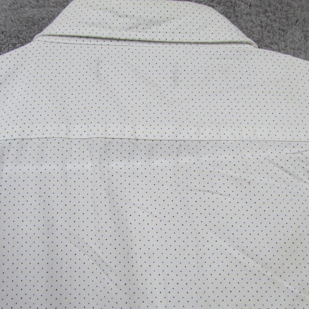 Beverly Hills Polo Club Shirt Mens Large White‎ Polka Dot Short Sleeve Button